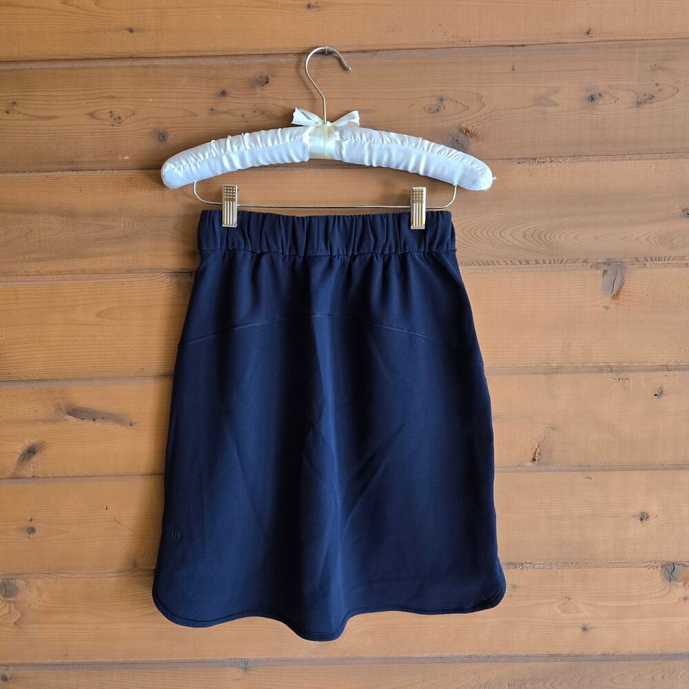 Lululemon On The Fly Skirt Woven Swift Golf Black 4 Tennis Prep Stretchy Pockets - Picture 2 of 7
